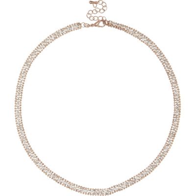 Rose gold tone gem encrusted necklace